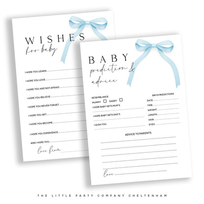 Blue Bow Coquette Double Sided Prediction, Advice &amp; Baby wishes Cards