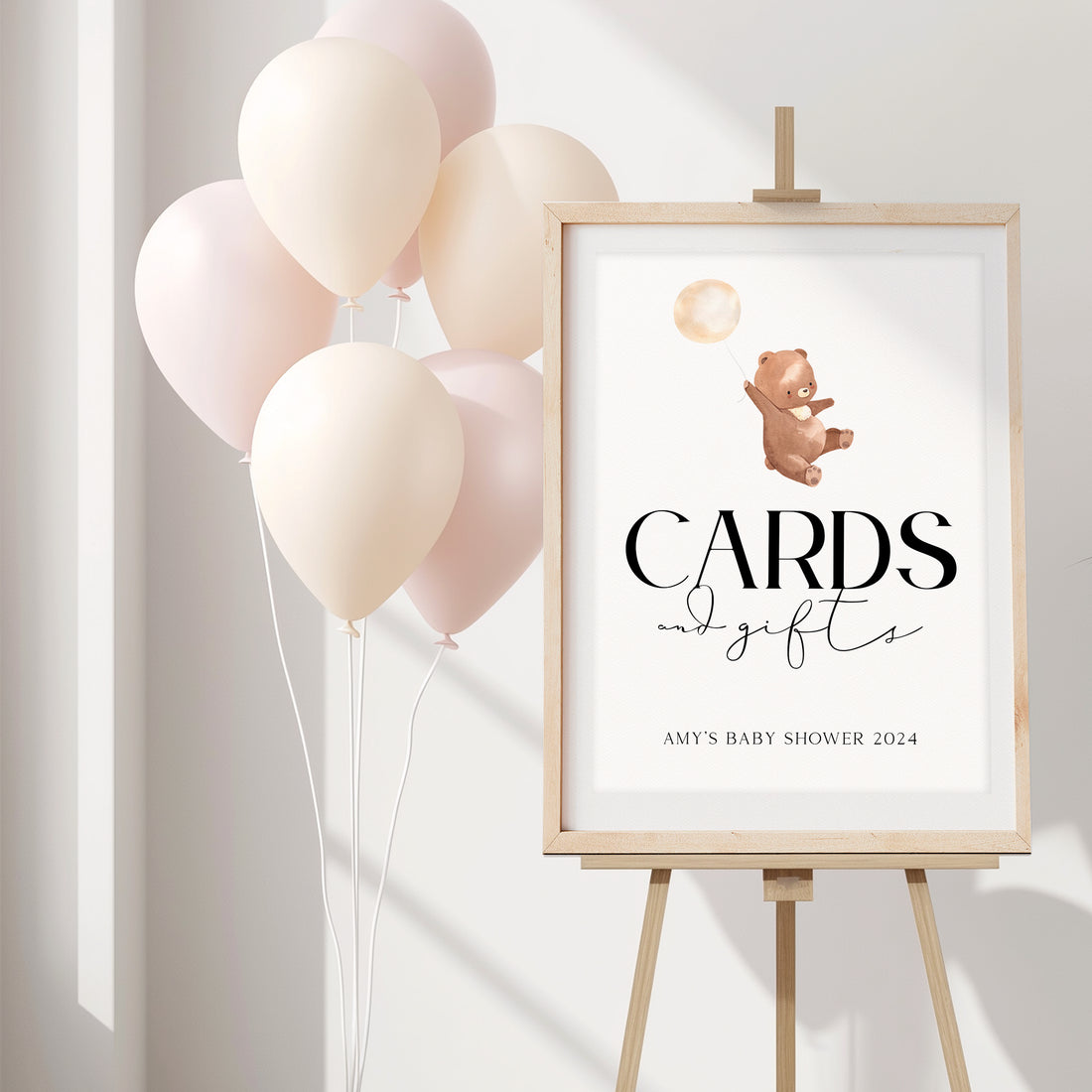 Cute Teddy Bear Personalised Cards and Gifts Sign For Baby Shower