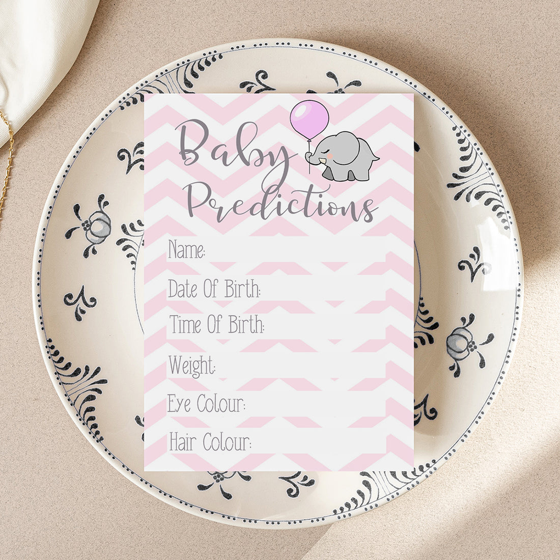 Chevron Pink Baby Prediction Cards