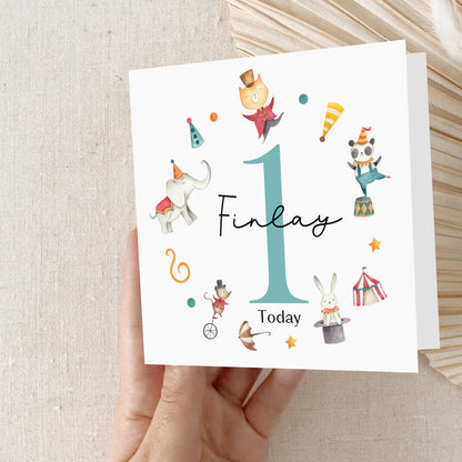 Circus Personalised 1st Birthday Card
