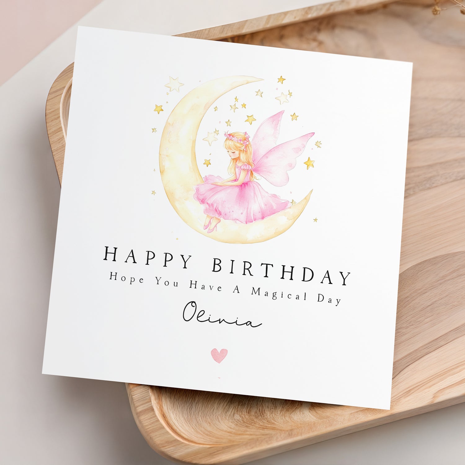 Fairy Sitting On Moon Personalised Birthday Card