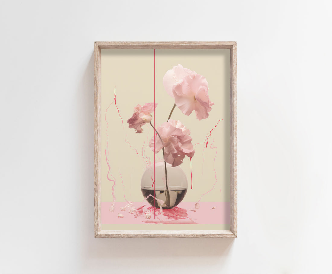 Pink Flowers in Vase Print