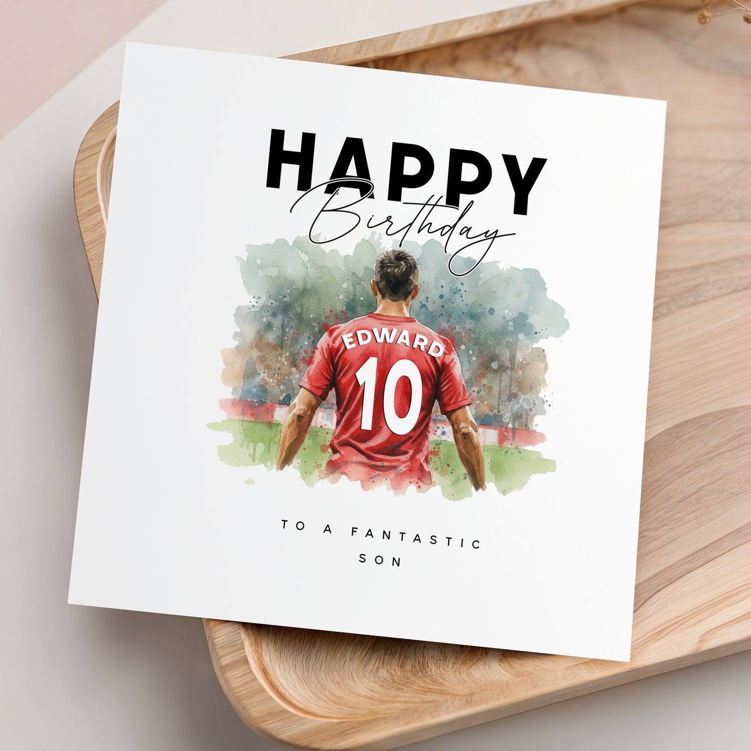 Footballer Birthday Card Red Kit