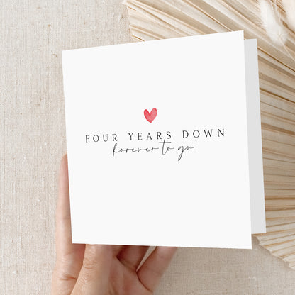 Fourth  Year Anniversary Card Minimalist Heart