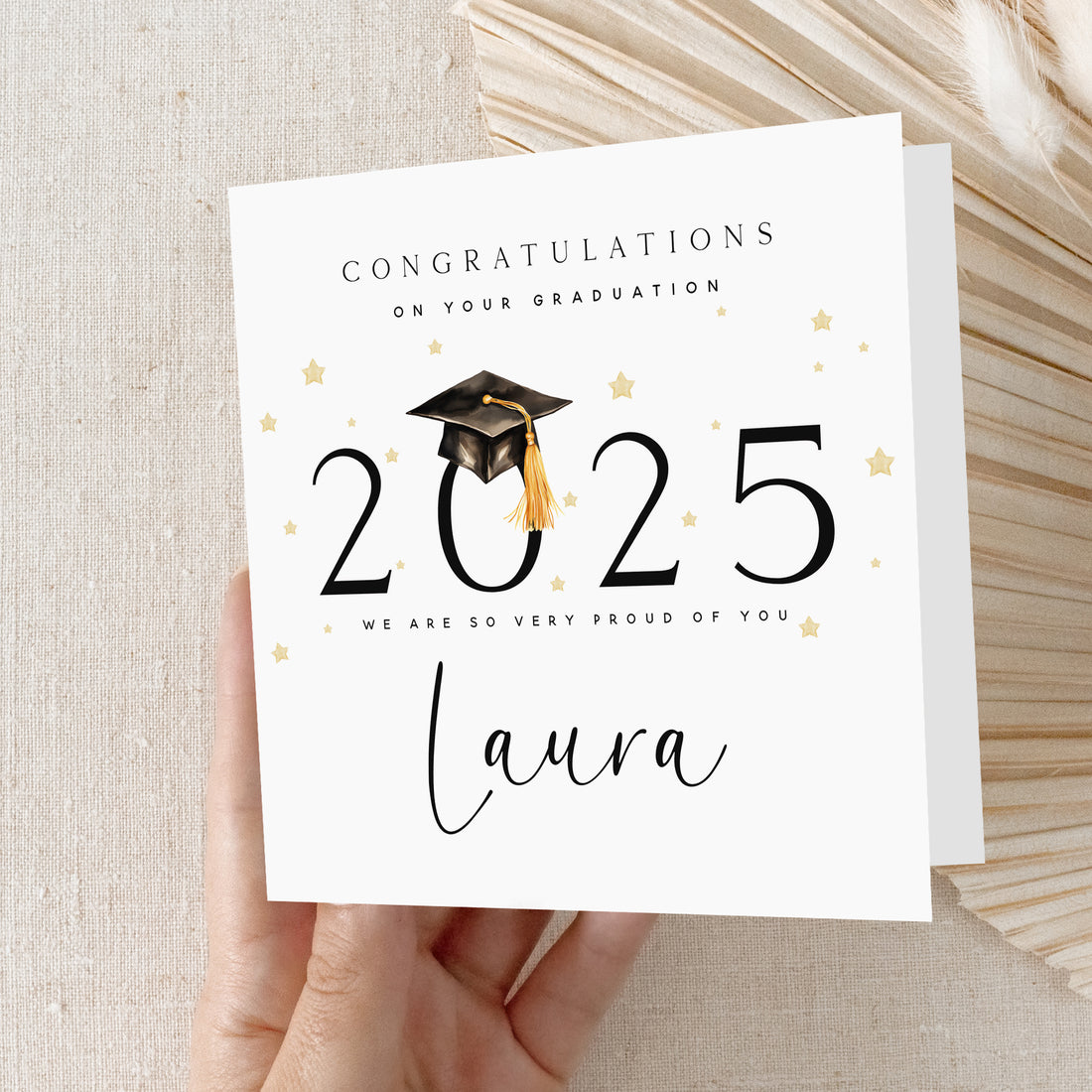 Personalised Stars Large Date Graduation Card