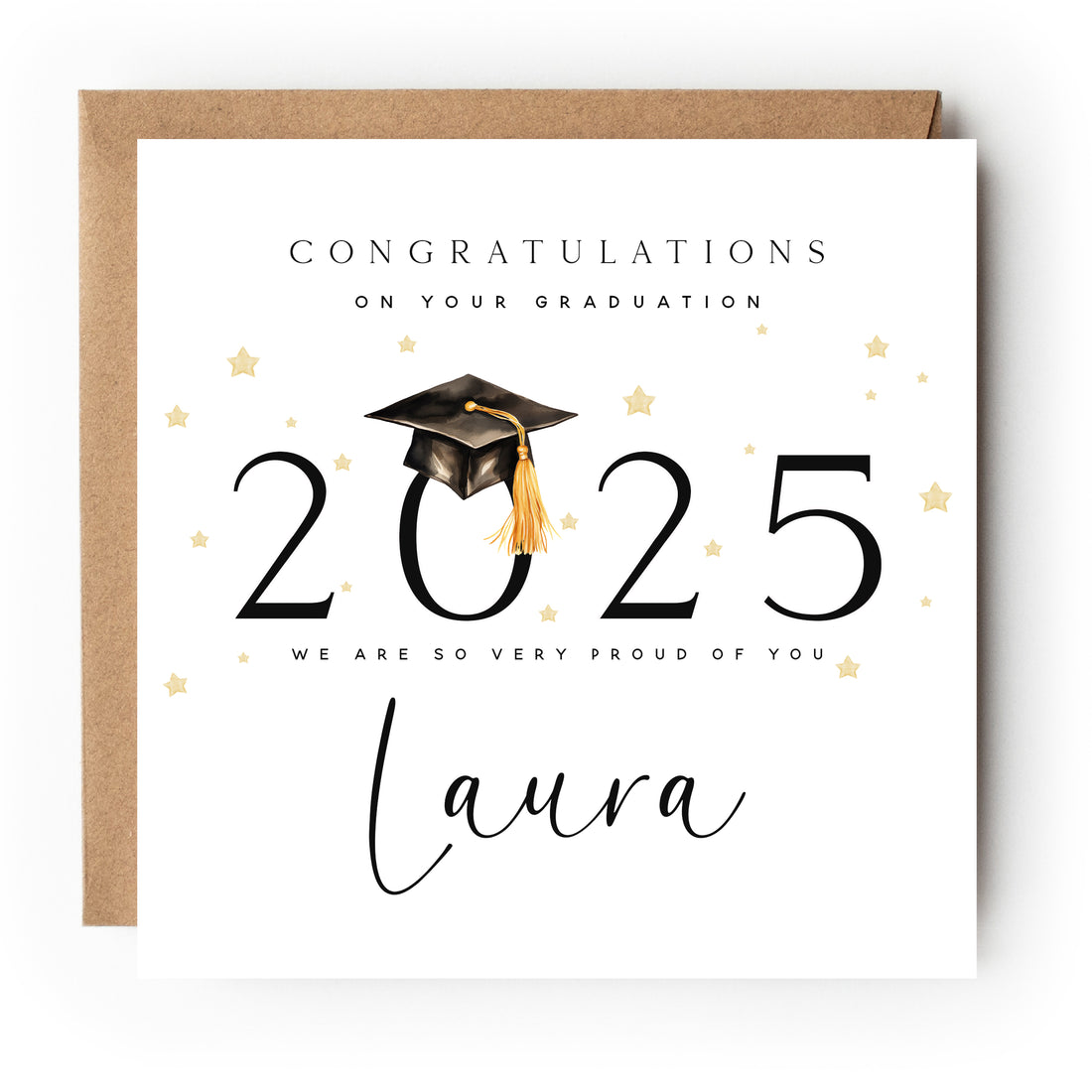 Personalised Stars Large Date Graduation Card