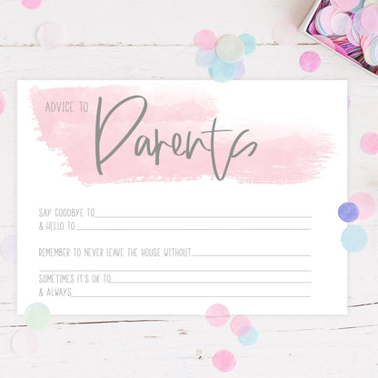 Baby Shower Prediction &amp; Advice Cards Pink Swash Design Double Sided Baby  Girl New Mum To Be Gender Reveal Party Games Favours Ideas