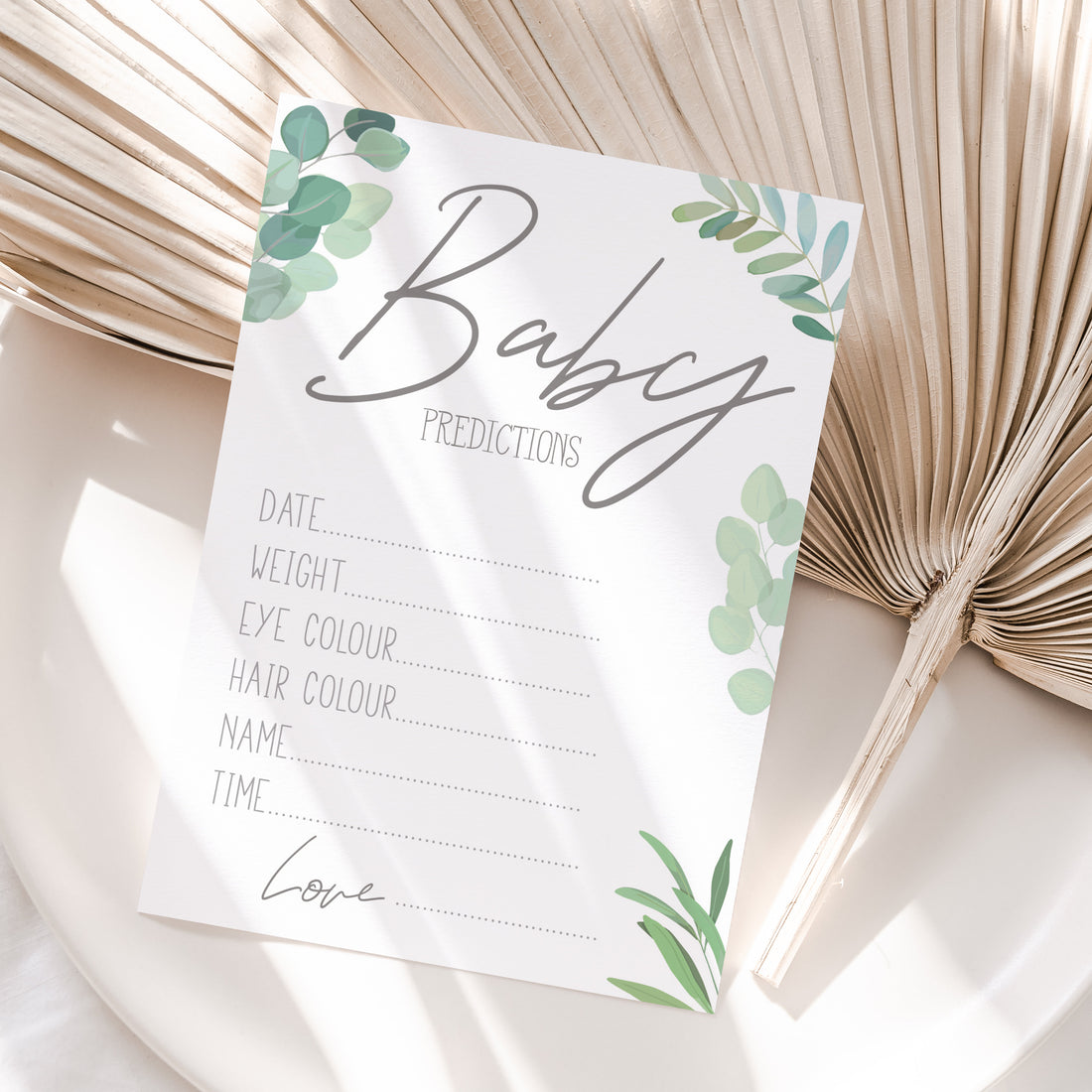 Botanical Baby Shower Prediction Cards, Party Game, Gender Neutral (x10)
