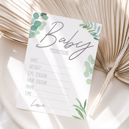 Botanical Baby Shower Prediction Cards, Party Game, Gender Neutral (x10)