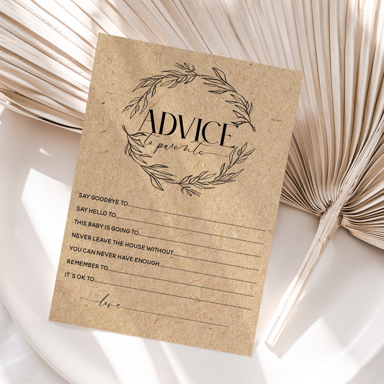 Baby Shower Advice To Parents Cards Boho Botanical Kraft Afternoon Tea Party New Mum To Be Gender Reveal Party Games Favours Ideas Keepsake