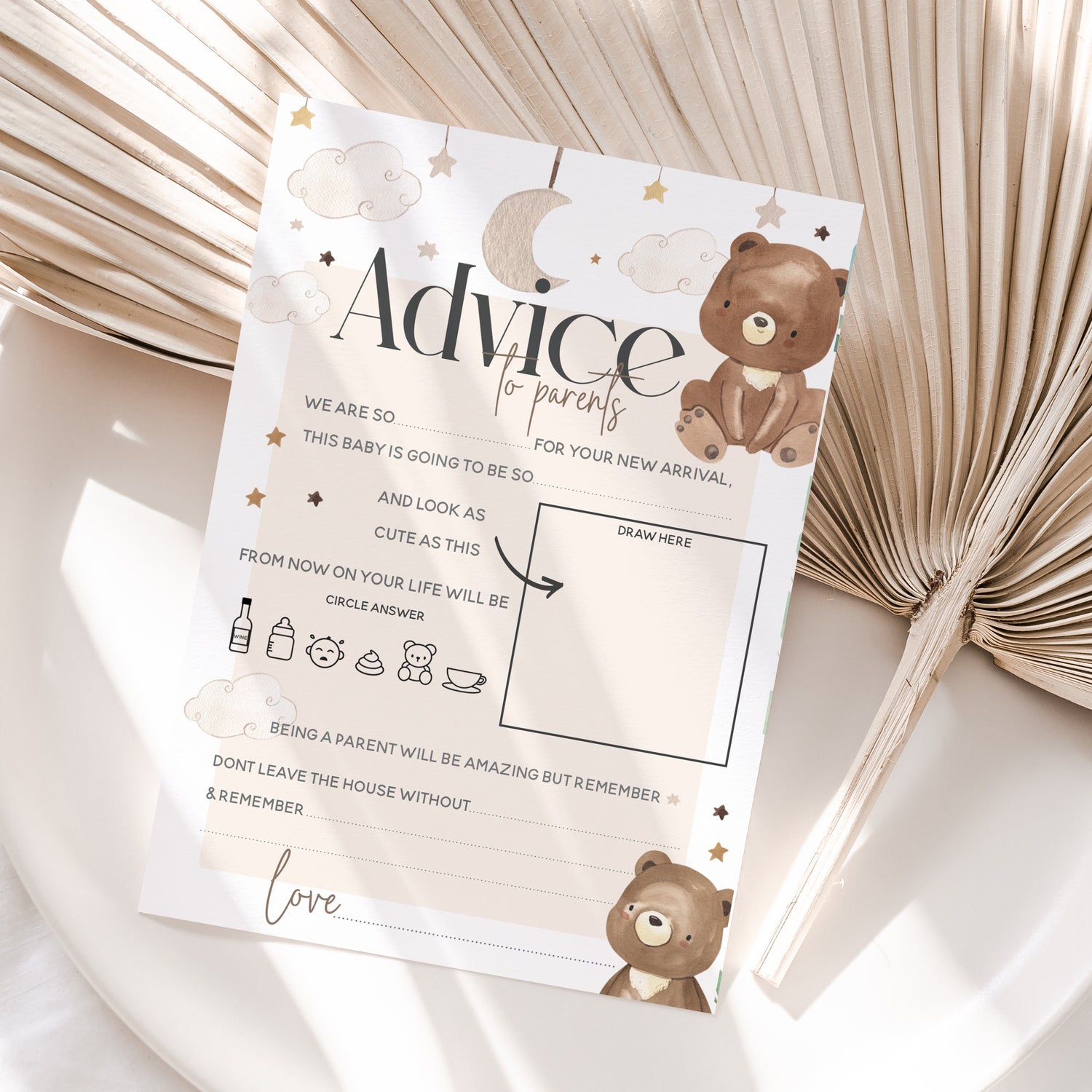 Baby Shower Games Bear Theme  Baby Shower Games Advice To Parents Cards Teddy Bear Baby Shower Games Gender Reveal Party Games Favours