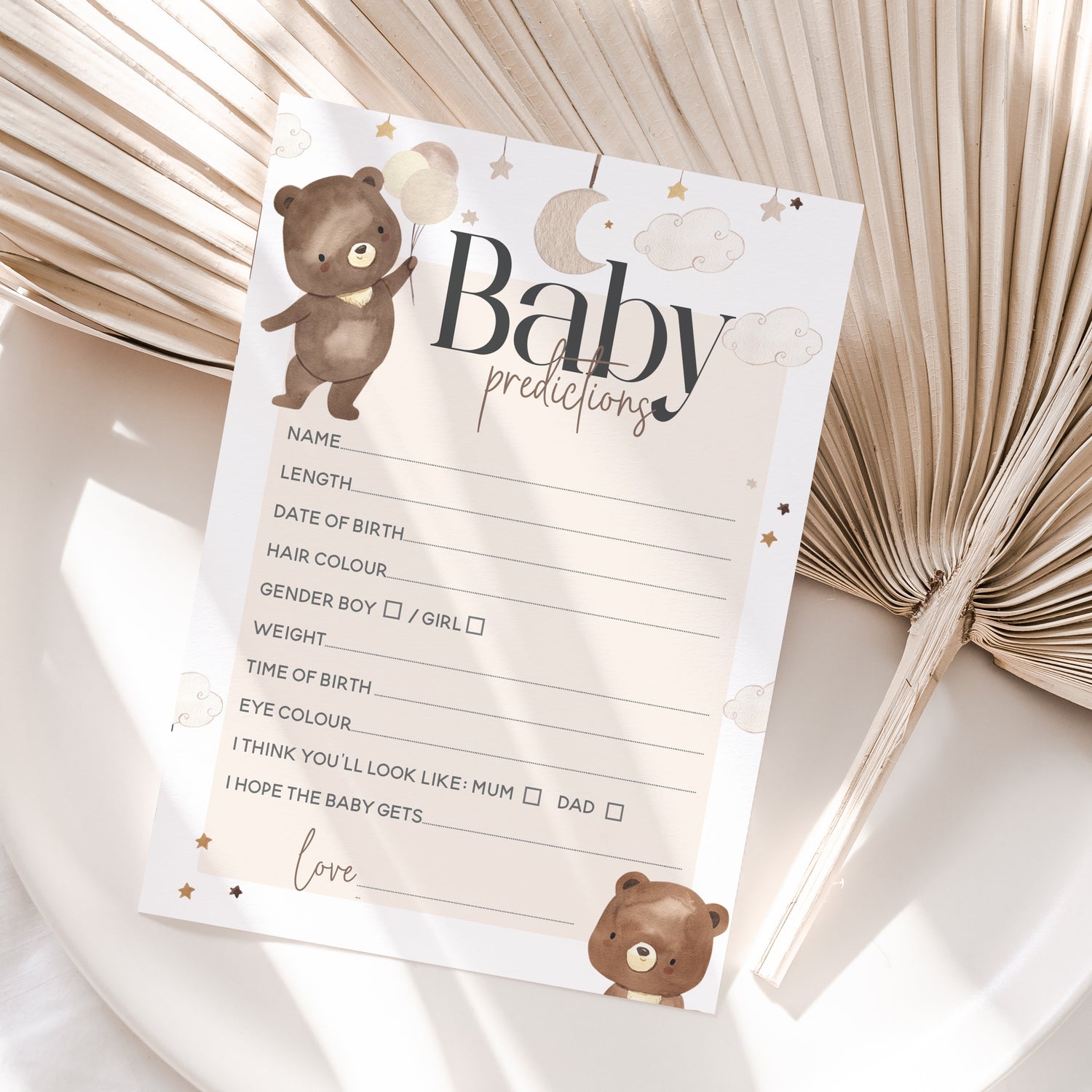 Baby Shower Games Bear Theme  Baby Shower Games Prediction Cards Teddy Bear Baby Shower Games New Mum To Be Gender Reveal Party Games Favour
