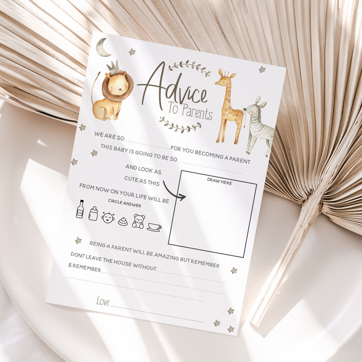 Safari Baby Shower Game Bundle 5 In 1