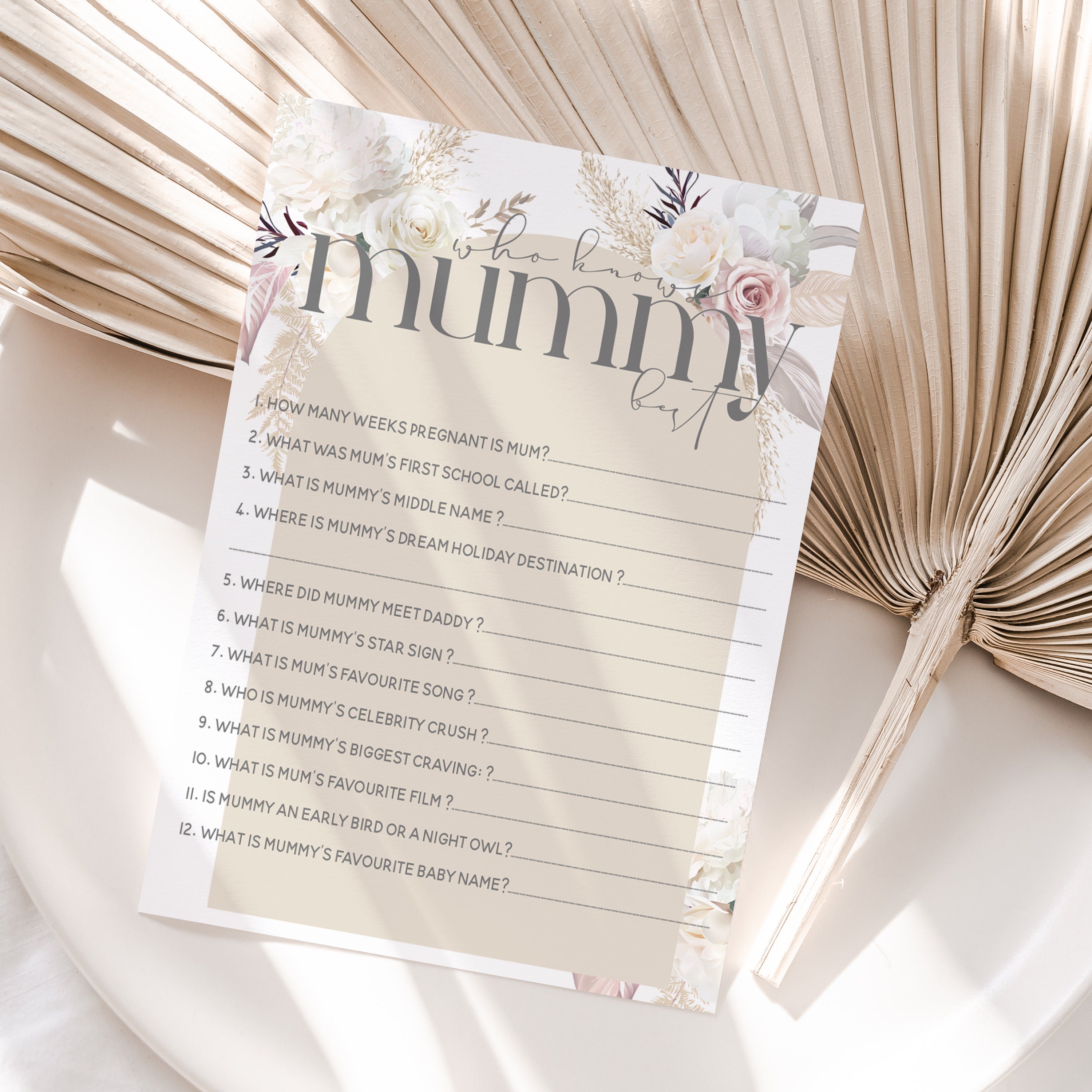 Baby Shower Games 5 In 1 Boho Pampas Grass Theme