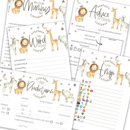 Safari Baby Shower Game Bundle 5 In 1