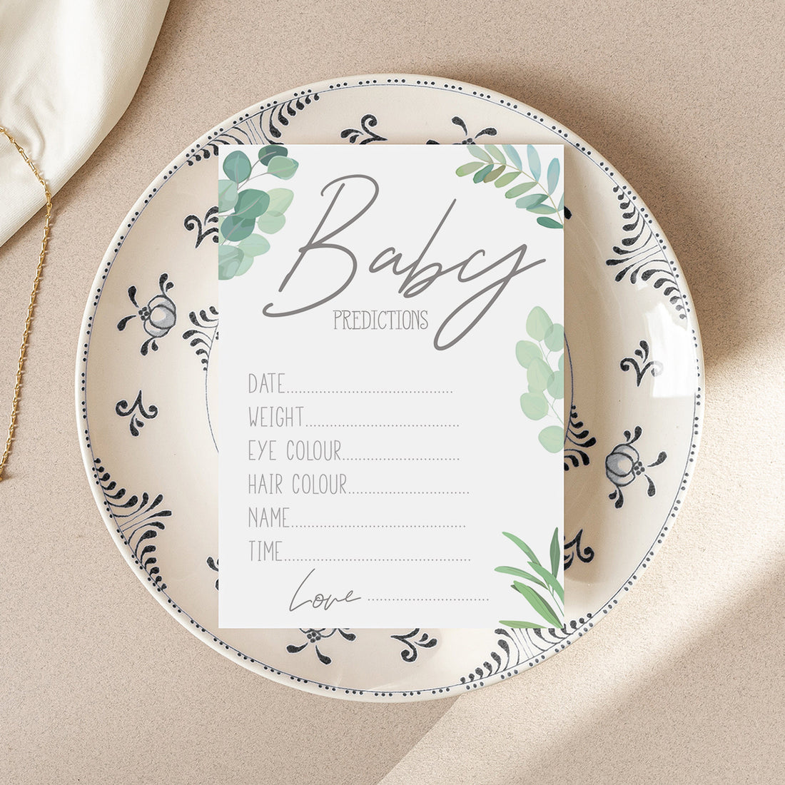 Baby Shower Botanical Prediction Cards 50 pack-Botanical Theme-Neutral Baby Shower Games Party New Mum To Be Gender Reveal Party Games Ideas