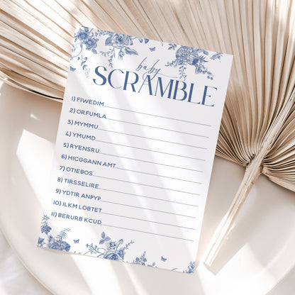 Baby Shower Games Botanical Blue Theme-Baby Shower Games Word Scramble Cards Baby Shower Games-Party Games Favours Unisex-New Mum