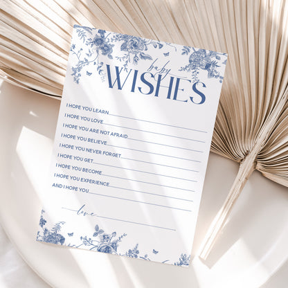 Baby Shower Wishes For Baby Cards Botanical Blue BOHO Design New Mum To Be  Party Games Favours Ideas Memento / Keepsake Baby Shower Games