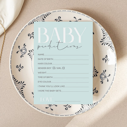 Baby Shower Prediction Cards Minimal Mint Design-Baby Shower Games Gender Neutral- Afternoon Tea Party New Mum To Be Favours Ideas Keepsake