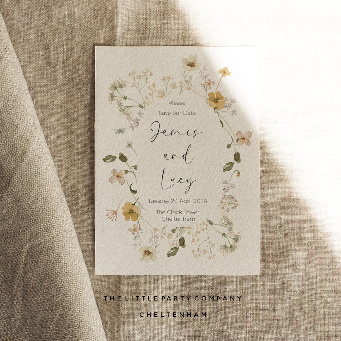 Personalised Wedding Save The Date Cards - Spring Flower Design - Kraft Envelopes Included- Minimalist Style- Save The Date Card