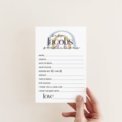 Baby Prediction Cards | Personalised Prediction Game | Baby Shower Games | Heart | Bee | Sun | Rainbow Theme | Neutral Theme | Guess Date