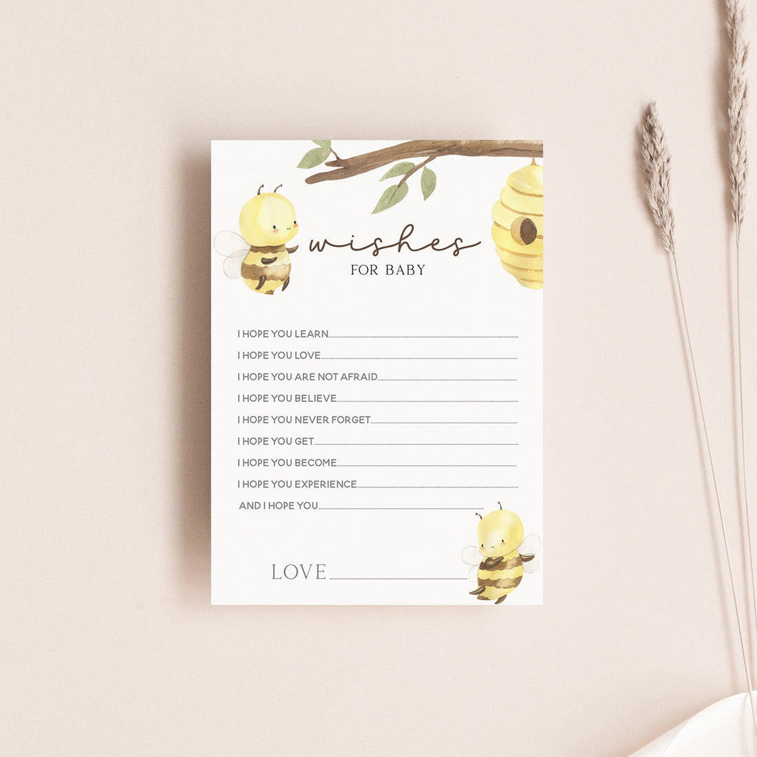 Bumble Bee Theme Baby Shower Wishes For Baby Cards