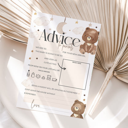 Baby Prediction Cards &amp; Advice For Parents Cards Bundle | Baby Shower Games | Teddy Bear Theme | Neutral Baby Shower | Keepsake | Sprinkle