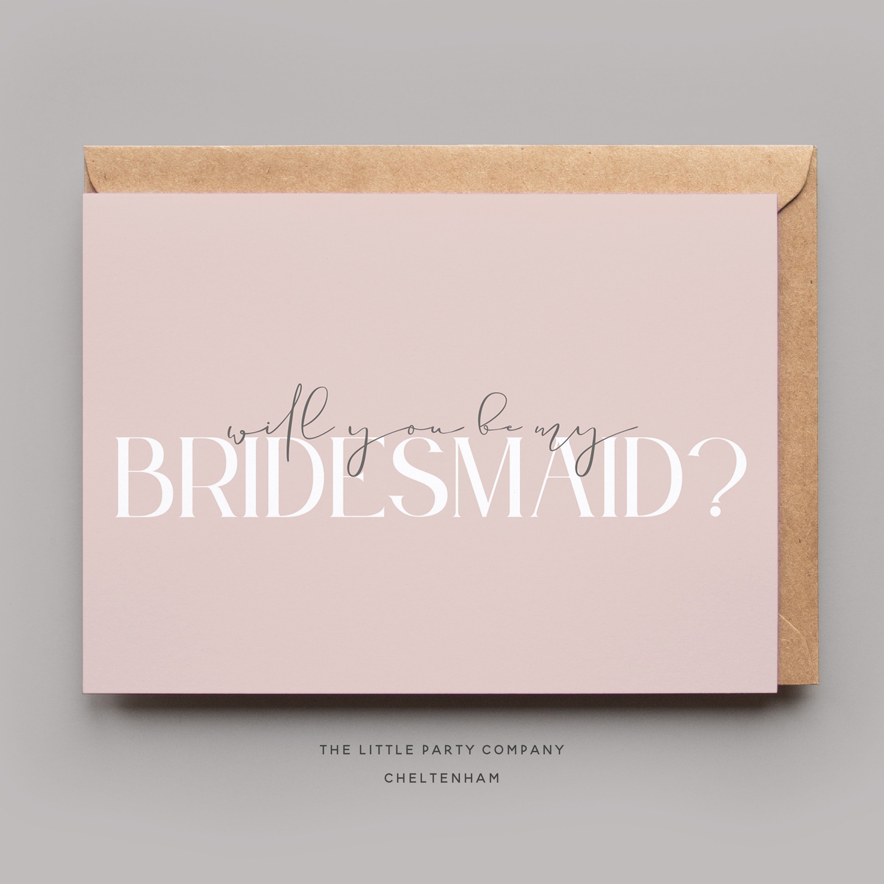 Blush Will You Be My Bridesmaid Card &amp; Envelope 4 Pack