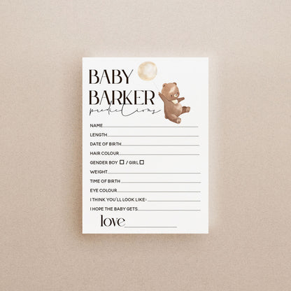 Bear Baby Shower Games-Prediction Cards-Personalised Baby Shower Games-Predictions-Teddy Bear Theme-Gender Neutral Unisex-New Mum Baby Gift