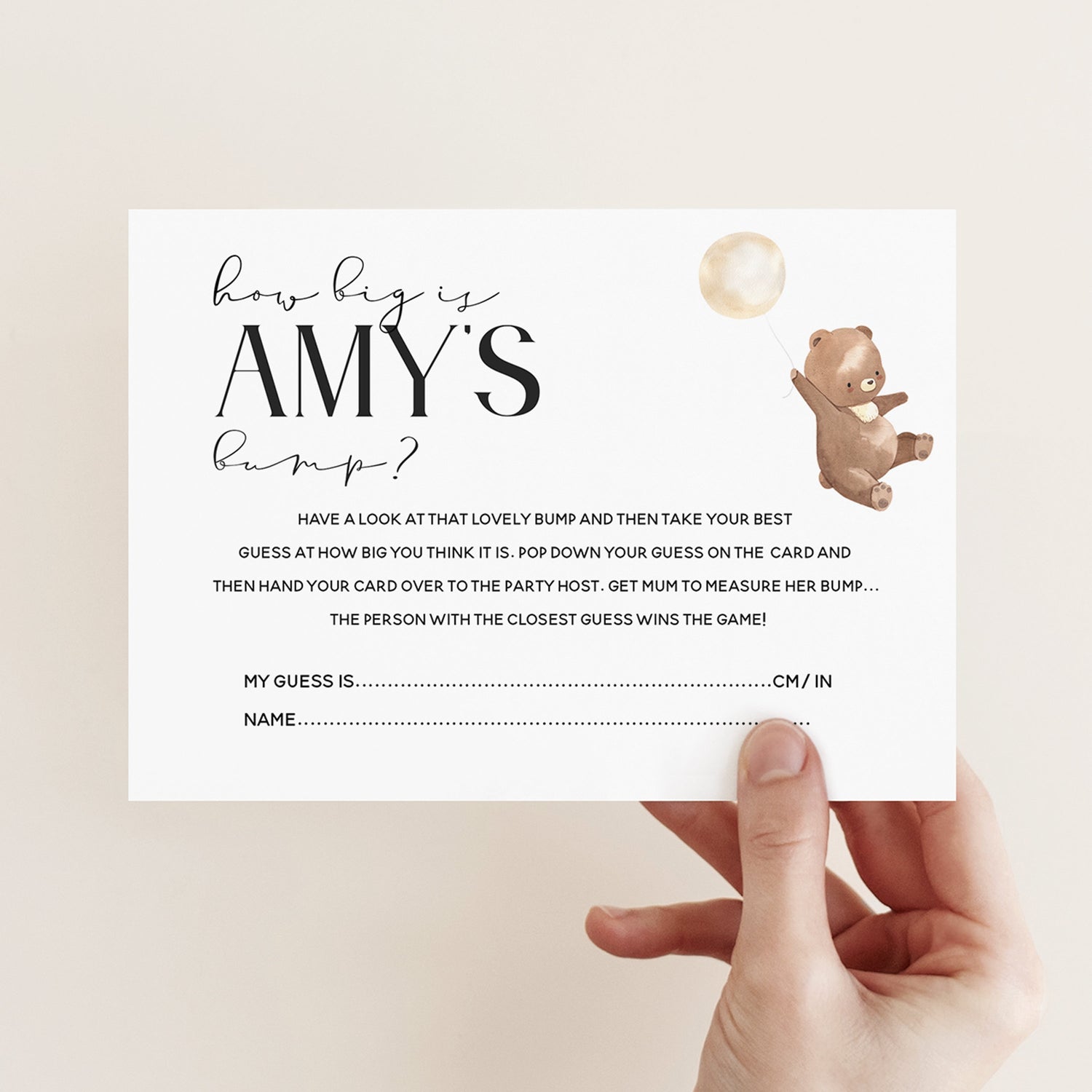 Bear Baby Shower Games-How Big Is Mum&