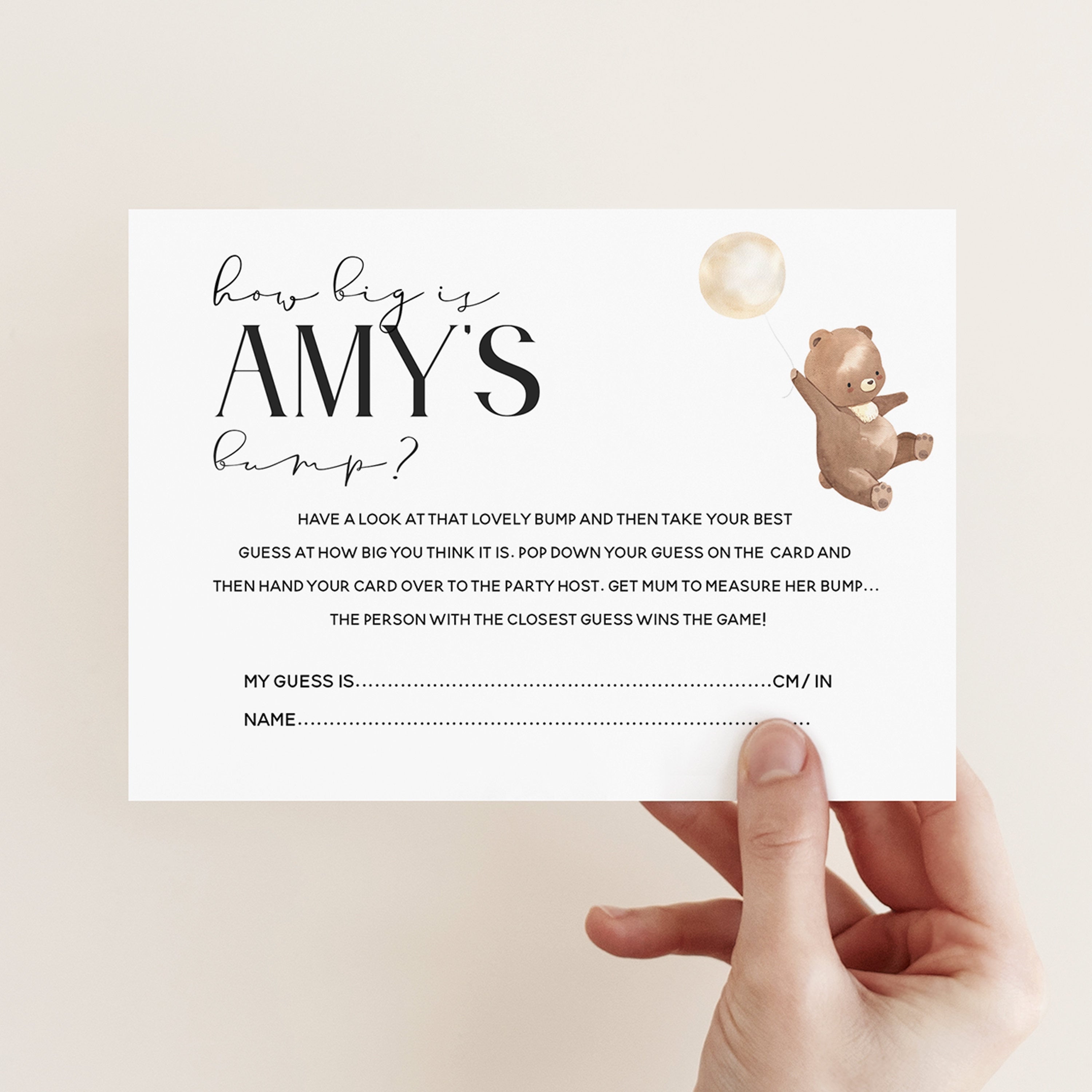 Bear Baby Shower Games-How Big Is Mum&