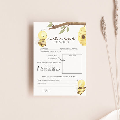 Baby Advice To Parents Cards | Baby Shower Game | Bumble Bee Theme | Mum To Be Cards | Neutral Baby Shower | Keepsake | Baby Sprinkle |