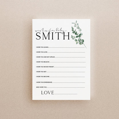 Botanical Baby Shower Games-Wishes For Baby Cards-Personalised Baby Shower Games-Custom Wishes- Sage Theme-Gender Neutral -New Mum Baby Gift