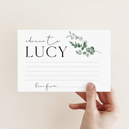 Botanical Baby Shower Games- Advice To Mum Cards-Personalised Baby Shower Games-Custom Advice Sage Theme-Gender Neutral -New Mum Baby