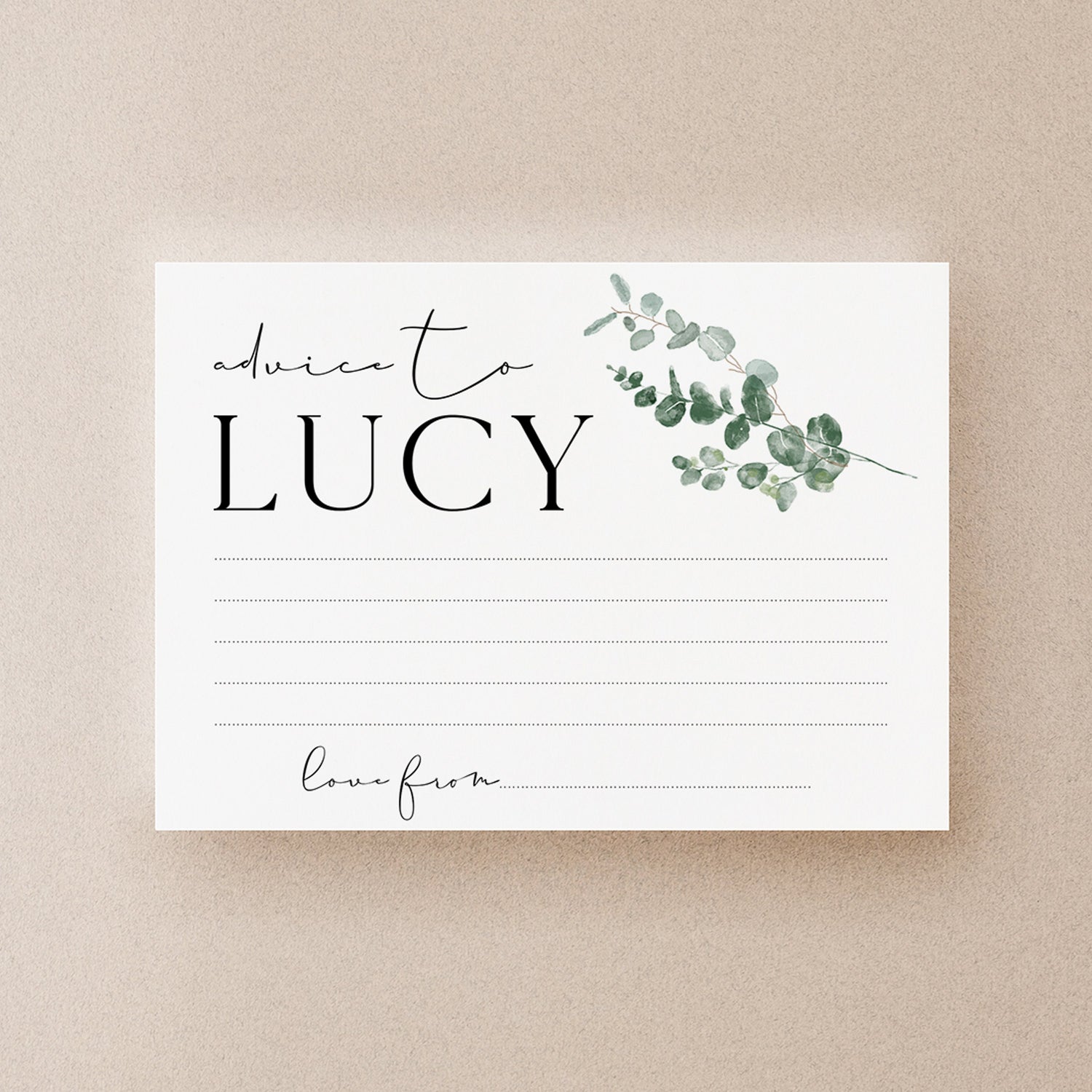 Botanical Baby Shower Games- Advice To Mum Cards-Personalised Baby Shower Games-Custom Advice Sage Theme-Gender Neutral -New Mum Baby