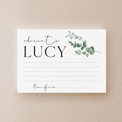 Botanical Baby Shower Games- Advice To Mum Cards-Personalised Baby Shower Games-Custom Advice Sage Theme-Gender Neutral -New Mum Baby