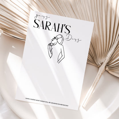 Guess The Dress Game -Personalised Sketch The Dress-Hen Party Games-Bride To Be-Hen Do-Hen Bag-Favours-Bride Keepsake-White Bride Cards