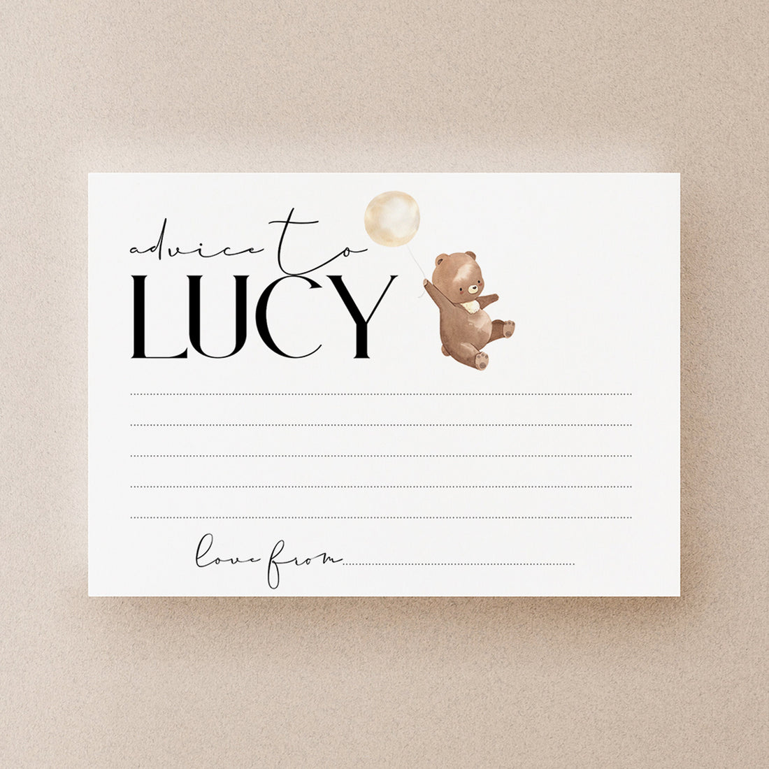 Bear Baby Shower Games-Advice To Mum Card-Personalised Baby Shower Game-Baby Advice-Teddy Bear Theme-Gender Neutral Unisex-New Mum Baby Gift
