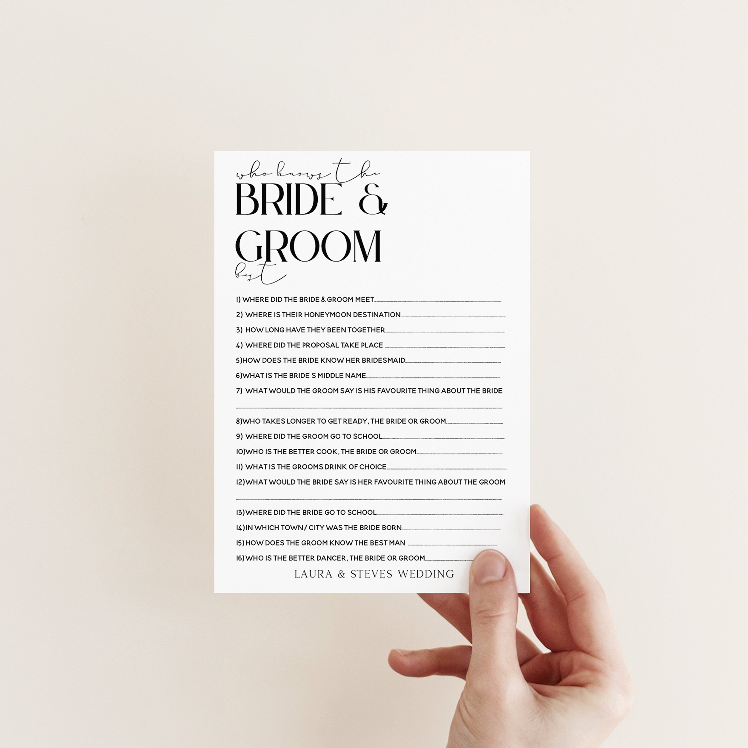 Who Knows Bride and Groom Minimal design