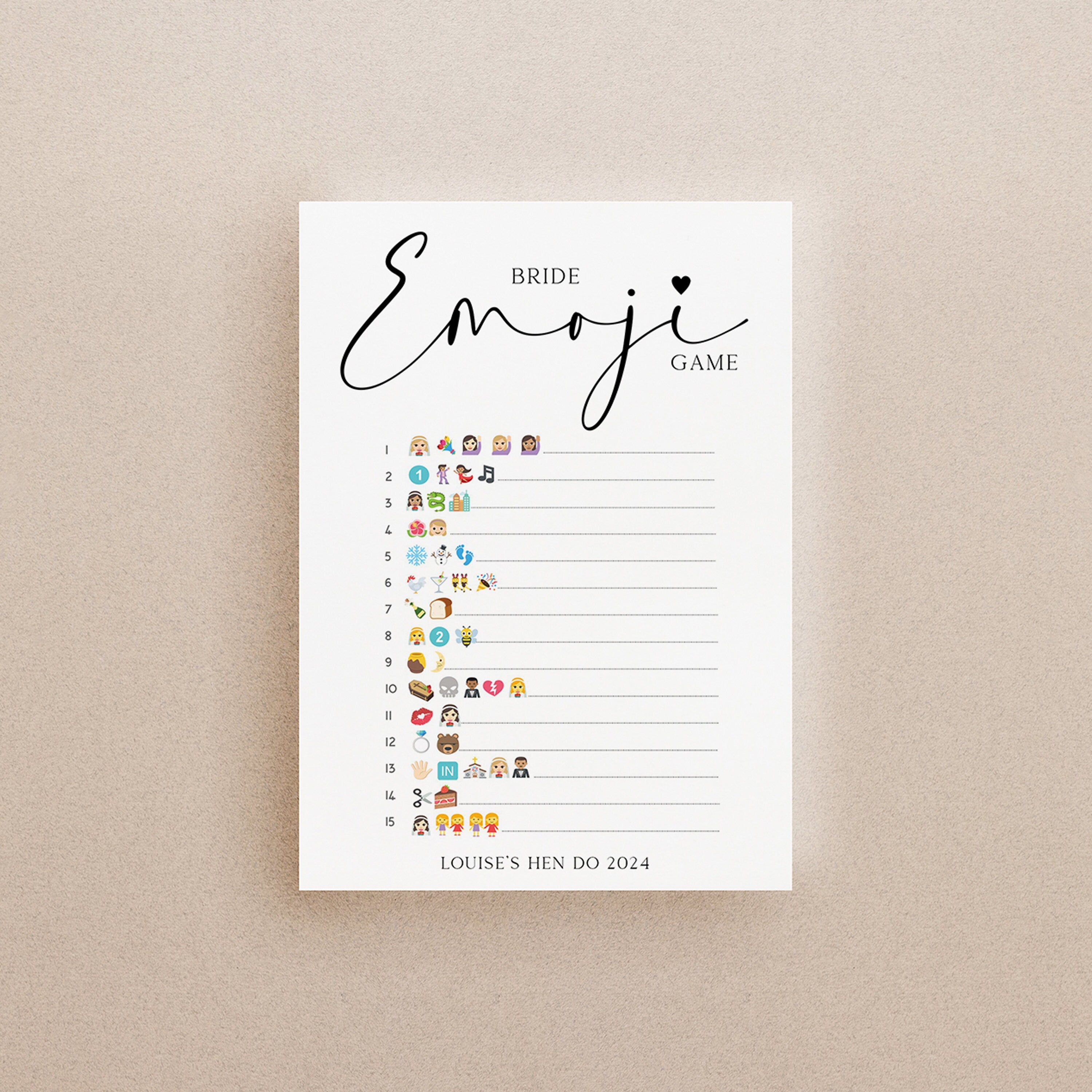 Personalised Minimalist Emoji Game Cards