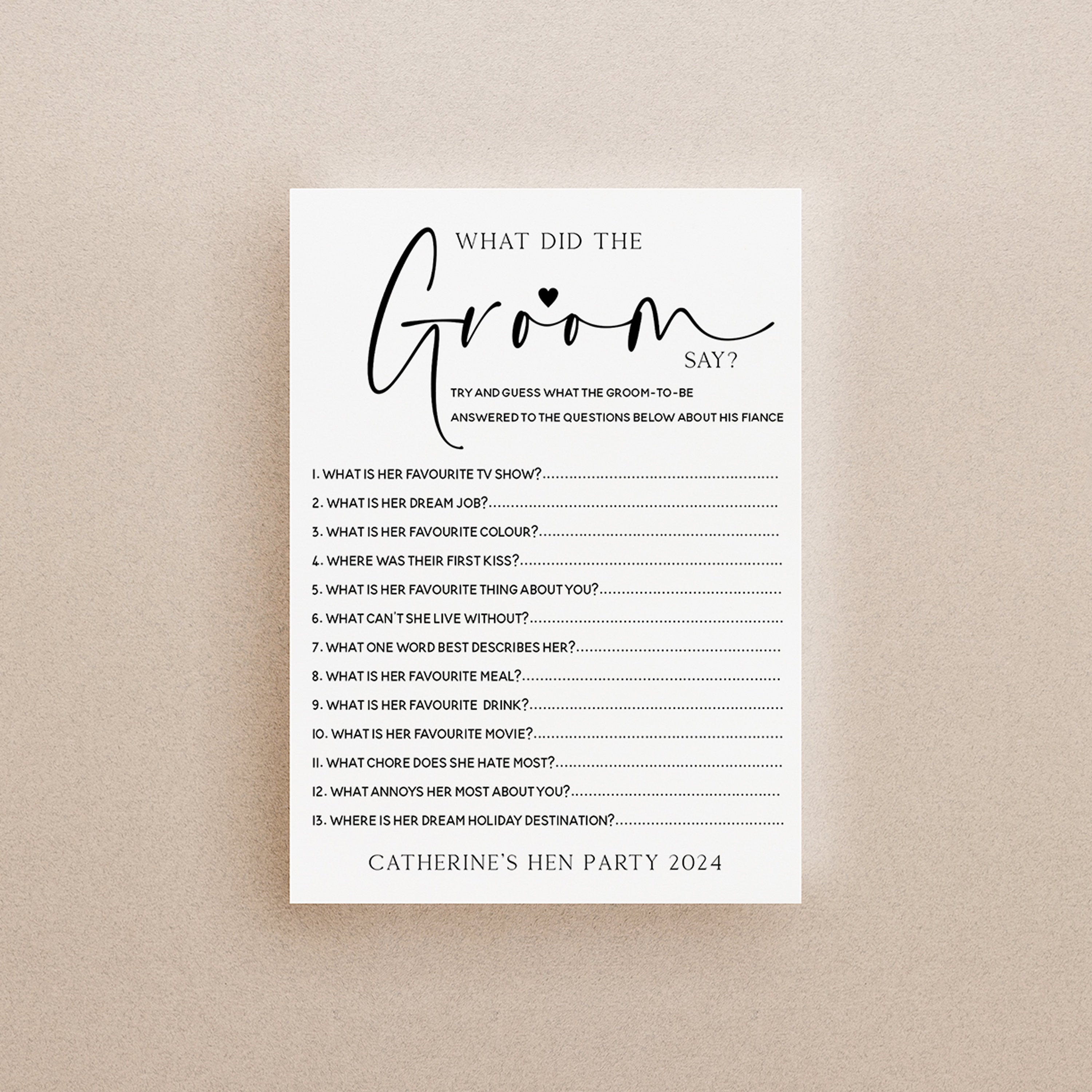 Personalised What Did The Groom Say Cards