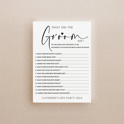 Personalised What Did The Groom Say Cards