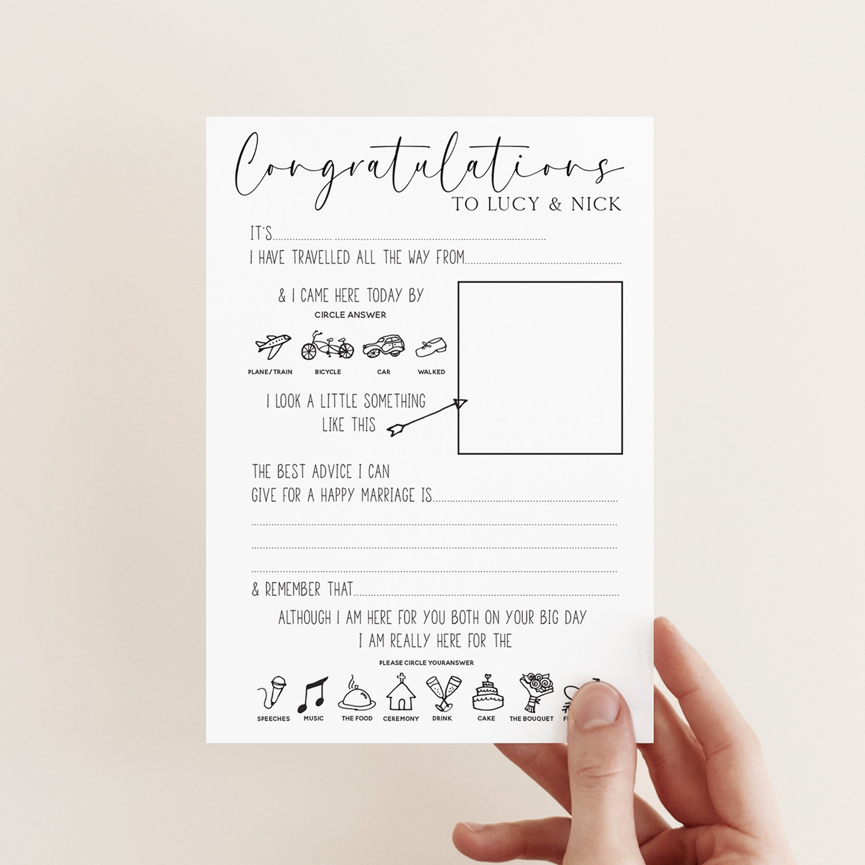 Minimal Wedding Advice Cards