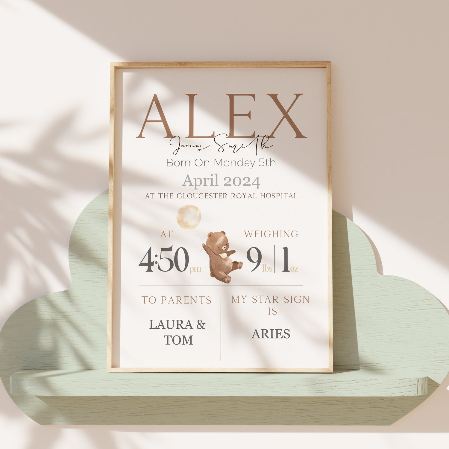 New Baby Personalised Birth Print