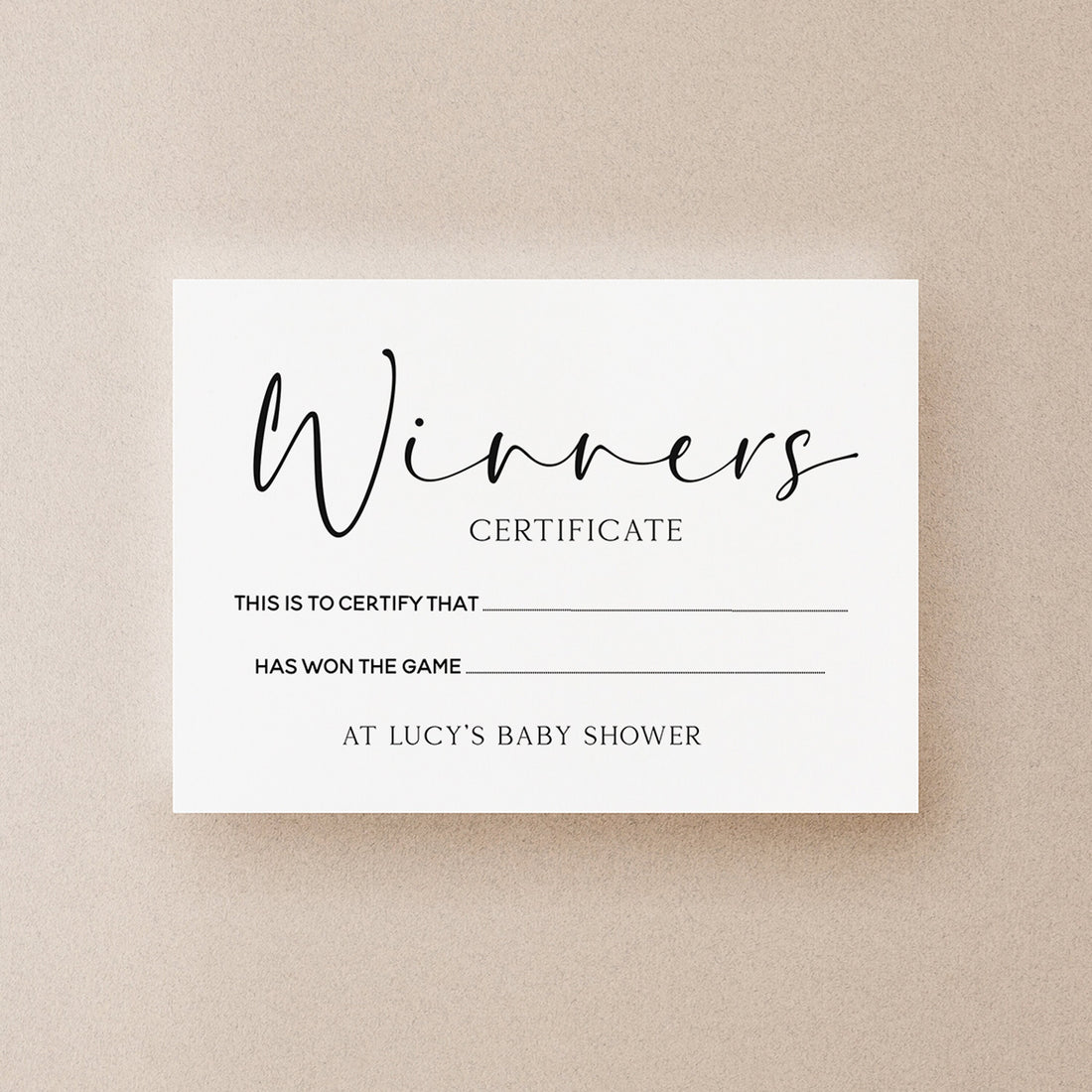 Personalised Minimal Winners Certificates