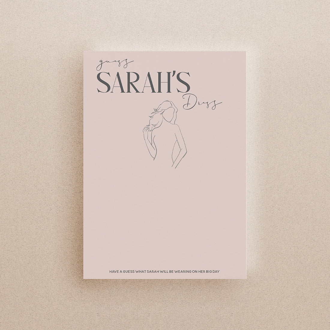 Personalised Blush Pink Guess The Dress Cards