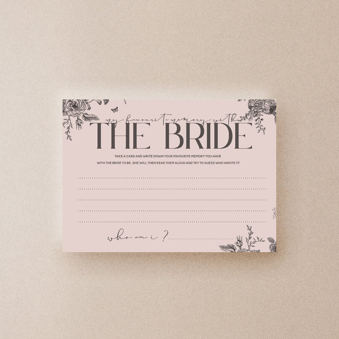 Blush Floral Memory With The Bride Cards