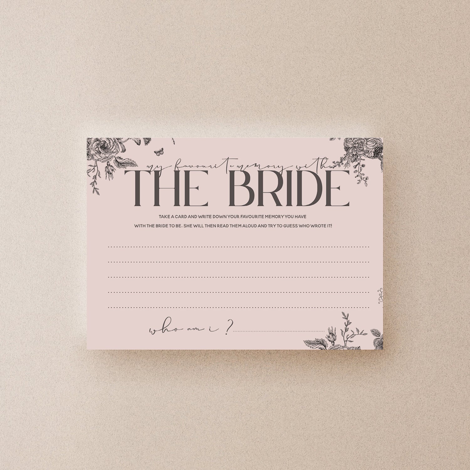 Blush Floral Memory With The Bride Cards