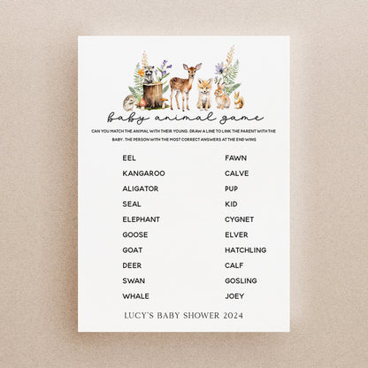 Personalised Woodland Animal Match Game Cards