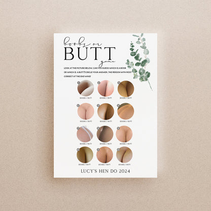 Personalised Botanical Boobs or Butt Game Cards